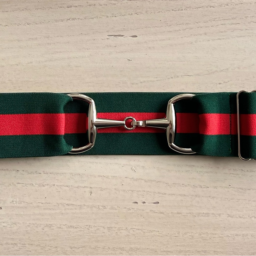 Red and Green Striped Horse Bit Belt